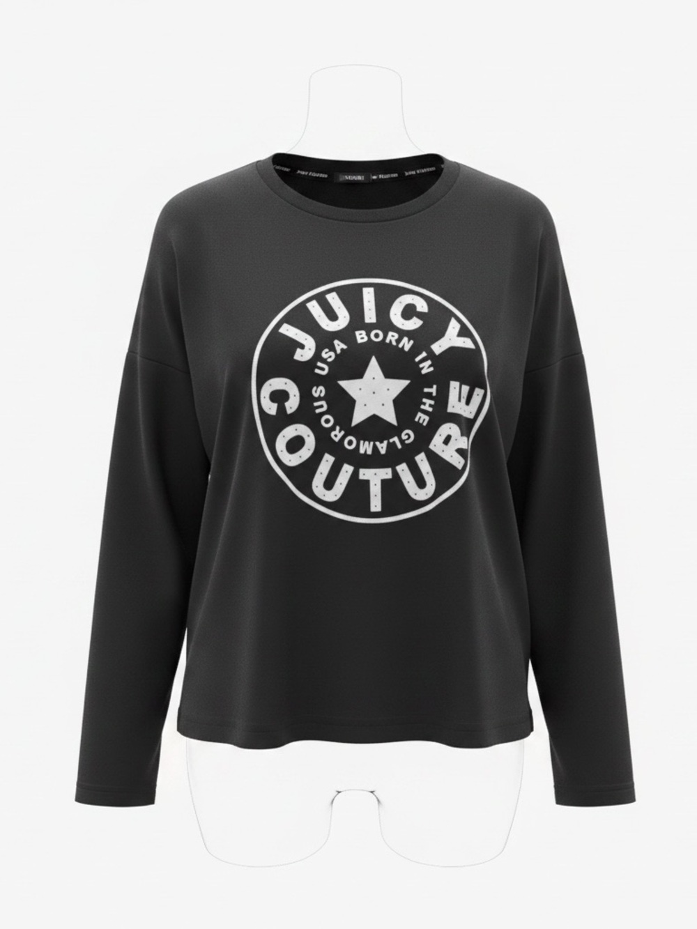 Juicy Couture Black Long Sleeve Tee with White Logo